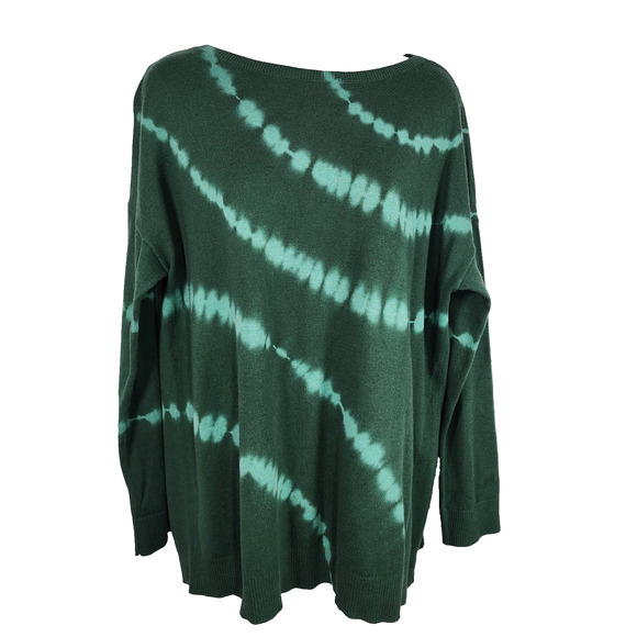 J. Jill Womens Tie Dye Sweater Small Green Cotton Viscose Blend Ribbed Pullover - Picture 1 of 10